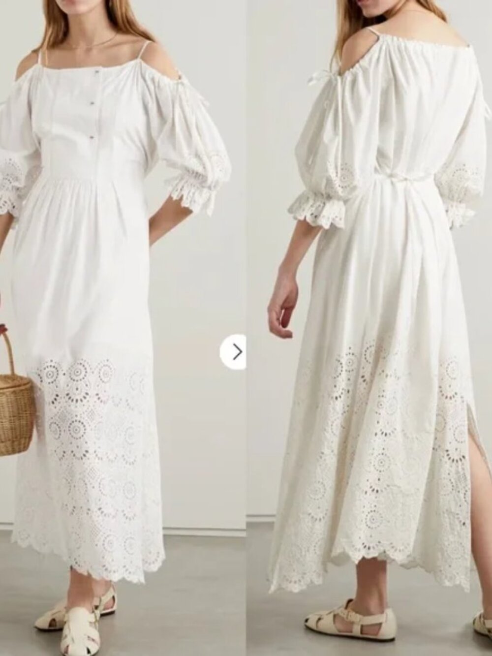 ULLA JOHNSON Narcisa White midi broderie anglaise cotton eyelet maxi dress sz 8
